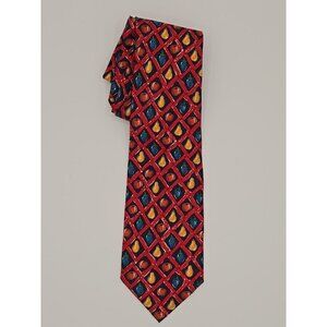 Ricci Como Firenze Mens Necktie 100% Silk Made In Italy Red with Fruit Design